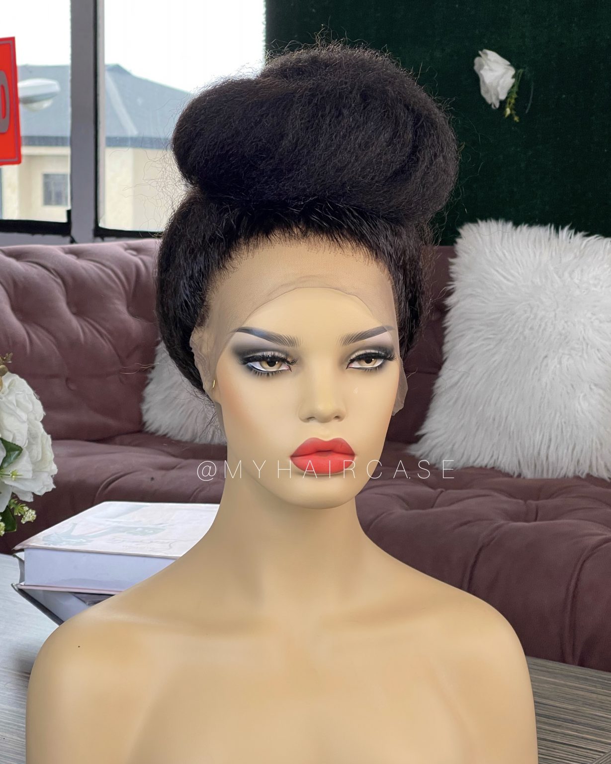 Full Lace Kinky Straight Wig Haircase